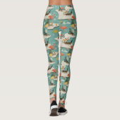 Retro Flamingo Poolside Summer Pattern (11) Leggings (Rückseite)