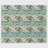 Retro Flamingo Poolside Summer Pattern (1) Geschenkpapier (Flach)