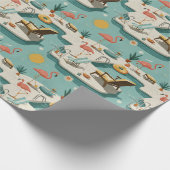 Retro Flamingo Poolside Summer Pattern (1) Geschenkpapier (Ecke)