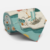 Retro Flamingo Poolside Summer Pattern (1) Krawatte (Gerollt)