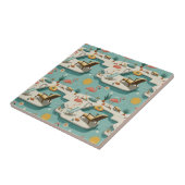 Retro Flamingo Poolside Summer Pattern (2) Fliese (Seite)