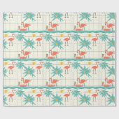 Retro Flamingo Poolside Summer Pattern (2) Geschenkpapier (Flach)