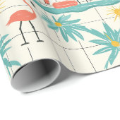 Retro Flamingo Poolside Summer Pattern (2) Geschenkpapier (Rolleneckpunkt)