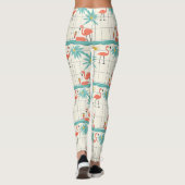 Retro Flamingo Poolside Summer Pattern (2) Leggings (Rückseite)