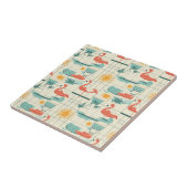 Retro Flamingo Poolside Summer Pattern (3) Fliese (Seite)