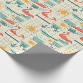 Retro Flamingo Poolside Summer Pattern (3) Geschenkpapier (Ecke)