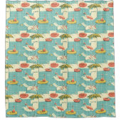Retro Flamingo Poolside Summer Pattern (4) Duschvorhang (Vorderseite)