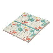 Retro Flamingo Poolside Summer Pattern (4) Fliese (Seite)