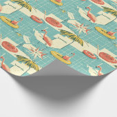 Retro Flamingo Poolside Summer Pattern (4) Geschenkpapier (Ecke)