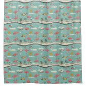 Retro Flamingo Poolside Summer Pattern (5) Duschvorhang (Vorderseite)