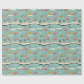 Retro Flamingo Poolside Summer Pattern (5) Geschenkpapier (Flach)