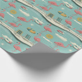 Retro Flamingo Poolside Summer Pattern (5) Geschenkpapier (Ecke)