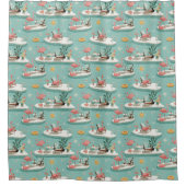 Retro Flamingo Poolside Summer Pattern (6) Duschvorhang (Vorderseite)
