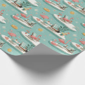 Retro Flamingo Poolside Summer Pattern (6) Geschenkpapier (Ecke)