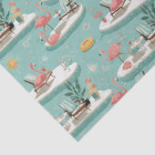 Retro Flamingo Poolside Summer Pattern (6) Seidenpapier (Detail)