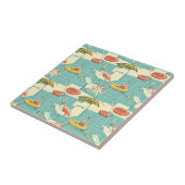 Retro Flamingo Poolside Summer Pattern (7) Fliese (Seite)