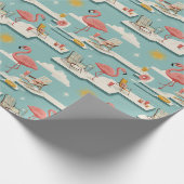 Retro Flamingo Poolside Summer Pattern (7) Geschenkpapier (Ecke)