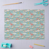 Retro Flamingo Poolside Summer Pattern (7) Seidenpapier (Basteln)