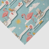 Retro Flamingo Poolside Summer Pattern (7) Seidenpapier (Detail)