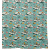 Retro Flamingo Poolside Summer Pattern (8) Duschvorhang (Vorderseite)