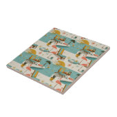 Retro Flamingo Poolside Summer Pattern (8) Fliese (Seite)