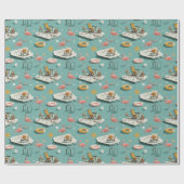 Retro Flamingo Poolside Summer Pattern (8) Geschenkpapier (Flach)
