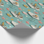 Retro Flamingo Poolside Summer Pattern (8) Geschenkpapier (Ecke)
