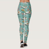 Retro Flamingo Poolside Summer Pattern (8) Leggings (Rückseite)