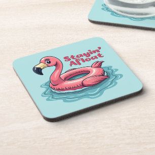 Retro Flamingo Schwimmhilfe Lustiger Sommer Getränkeuntersetzer
