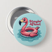 Retro Flamingo Schwimmkörper Lustiger Sommer Button (Vorne & Hinten)