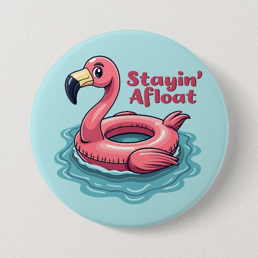 Retro Flamingo Schwimmkörper Lustiger Sommer Button (Vorderseite)