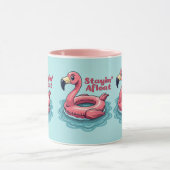 Retro Flamingo Schwimmkörper Lustiger Sommer Tasse (Zentrum)