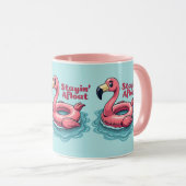 Retro Flamingo Schwimmkörper Lustiger Sommer Tasse (VorderseiteRechts)