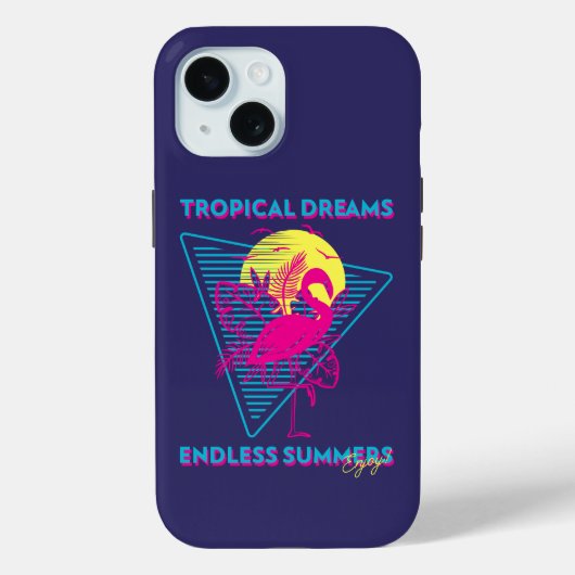 Retro-Flamingo-Sonnenuntergang-Synthwave-Stimmung Case-Mate iPhone Hülle (Rückseite)