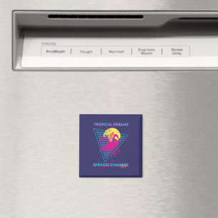 Retro-Flamingo-Sonnenuntergang-Synthwave-Vibes Magnet