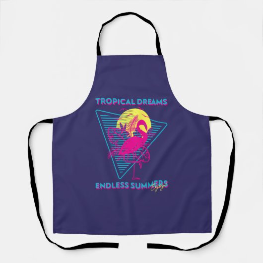 Retro Flamingo Sonnenuntergang Synthwave Vibes Schürze (Vorderseite)