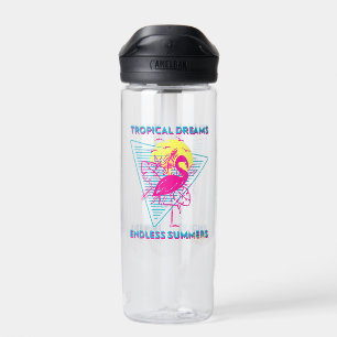 Retro Flamingo Sonnenuntergang Synthwave Vibes Trinkflasche