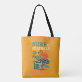 Retro Flamingo Surfboard Tropischer Sonnenuntergan Tasche (Rückseite)