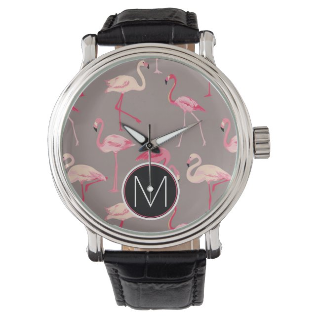 Retro Flamingos | Armbanduhr (Vorderseite)