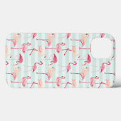 Retro Flamingos auf Minzstreifen Case-Mate iPhone Hülle (Rückseite (Horizontal))