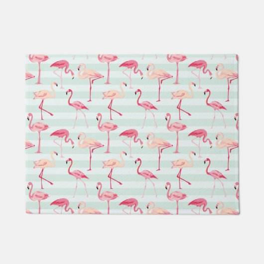 Retro-Flamingos auf Minzstreifen Fußmatte (Vorderseite)