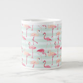 Retro-Flamingos auf Minzstreifen Jumbo-Tasse (Vorderseite)