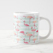 Retro-Flamingos auf Minzstreifen Jumbo-Tasse (Rechts)