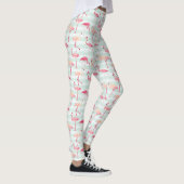 Retro Flamingos auf Minzstreifen Leggings (Rechts)