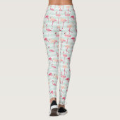 Retro Flamingos auf Minzstreifen Leggings (Rückseite)