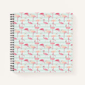Retro Flamingos auf Minzstreifen Notizbuch (Vorderseite)