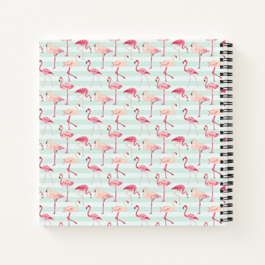 Retro Flamingos auf Minzstreifen Notizbuch (Rückseite)