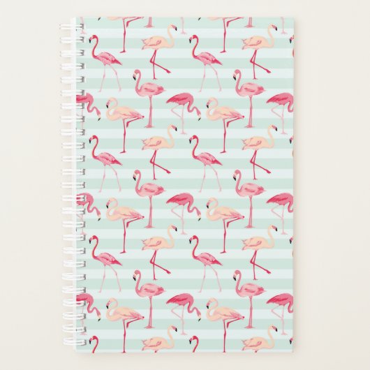 Retro Flamingos auf Minzstreifen Planer (Vorderseite)