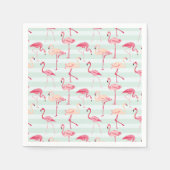 Retro Flamingos auf Minzstreifen Serviette (Vorderseite)