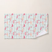 Retro Flamingos auf tadellosen Streifen Badhandtuch Set (Handtuch)
